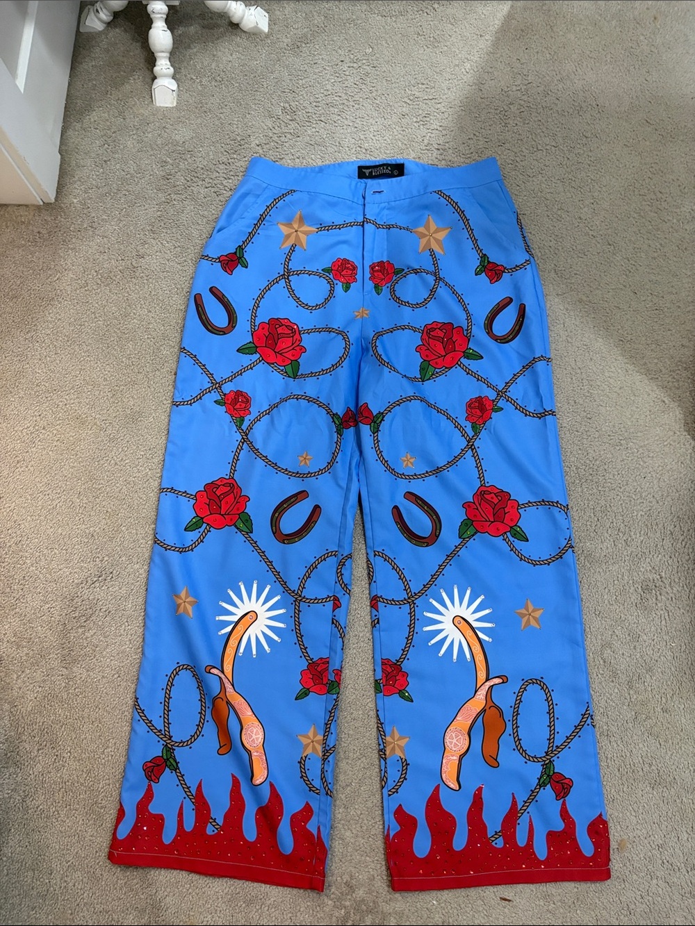 Custom rhinestones western pants